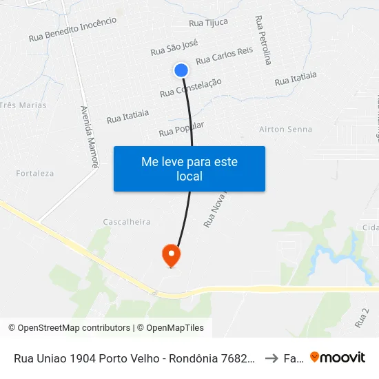 Rua Uniao 1904 Porto Velho - Rondônia 76828 Brasil to Faro map