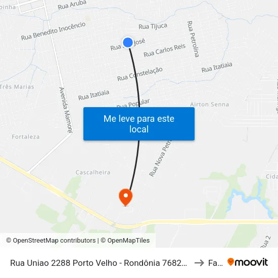 Rua Uniao 2288 Porto Velho - Rondônia 76828 Brasil to Faro map