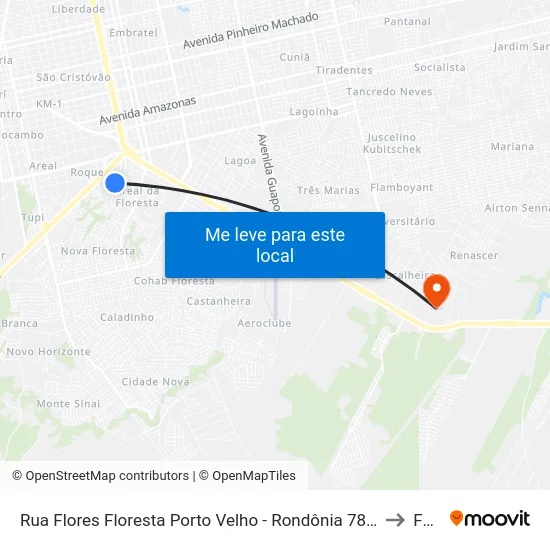 Rua Flores Floresta Porto Velho - Rondônia 78912 Brasil to Faro map