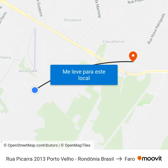 Rua Picarra 2013 Porto Velho - Rondônia Brasil to Faro map