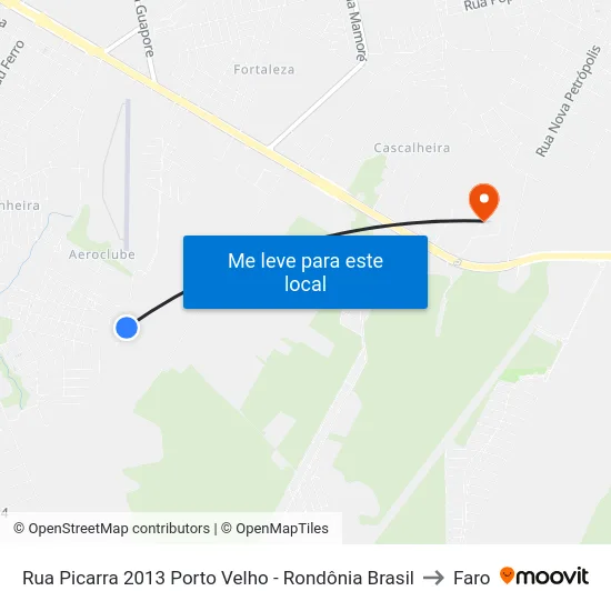 Rua Picarra 2013 Porto Velho - Rondônia Brasil to Faro map