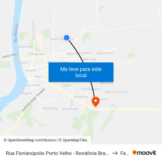 Rua Florianópolis Porto Velho - Rondônia Brasil to Faro map