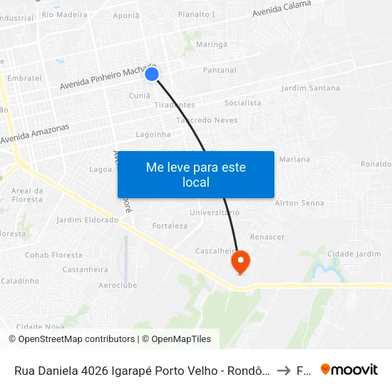 Rua Daniela 4026 Igarapé Porto Velho - Rondônia 76826 Brasil to Faro map
