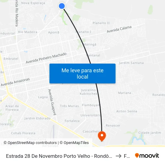 Estrada 28 De Novembro Porto Velho - Rondônia Brasil to Faro map