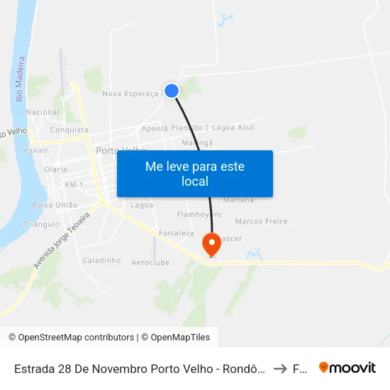 Estrada 28 De Novembro Porto Velho - Rondônia Brasil to Faro map