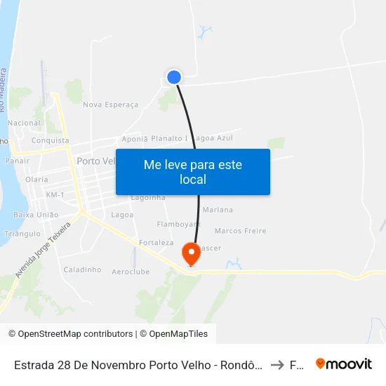 Estrada 28 De Novembro Porto Velho - Rondônia Brasil to Faro map
