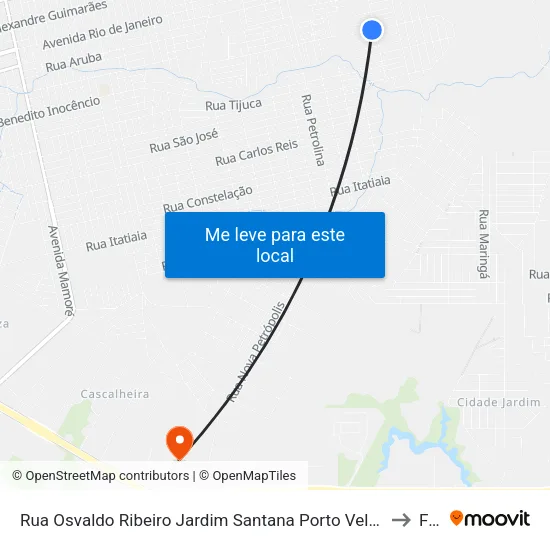 Rua Osvaldo Ribeiro Jardim Santana Porto Velho - Ro 78910-790 Brasil to Faro map