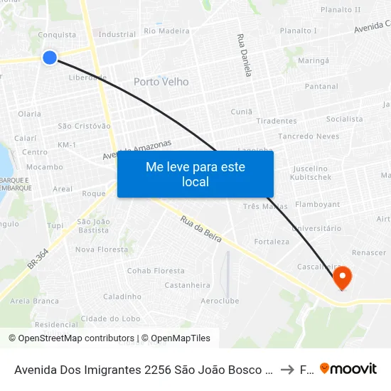 Avenida Dos Imigrantes 2256 São João Bosco Porto Velho - Ro 76803-806 Brasil to Faro map
