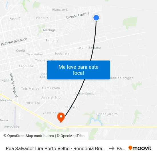 Rua Salvador Lira Porto Velho - Rondônia Brasil to Faro map