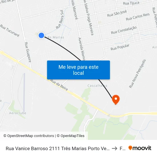 Rua Vanice Barroso 2111 Três Marias Porto Velho - Ro 76812-658 Brasil to Faro map