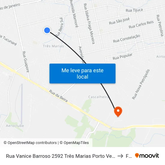 Rua Vanice Barroso 2592 Três Marias Porto Velho - Ro 78918-120 Brasil to Faro map
