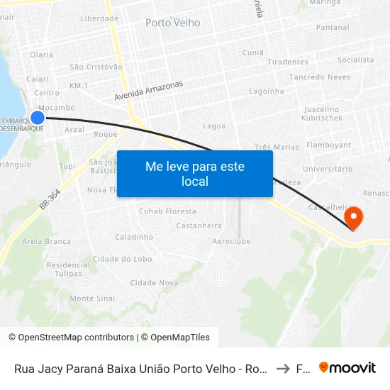 Rua Jacy Paraná Baixa União Porto Velho - Rondônia 76081 Brasil to Faro map