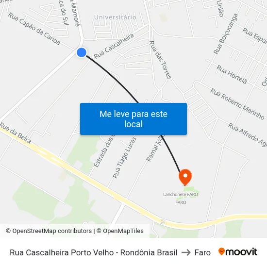 Rua Cascalheira Porto Velho - Rondônia Brasil to Faro map