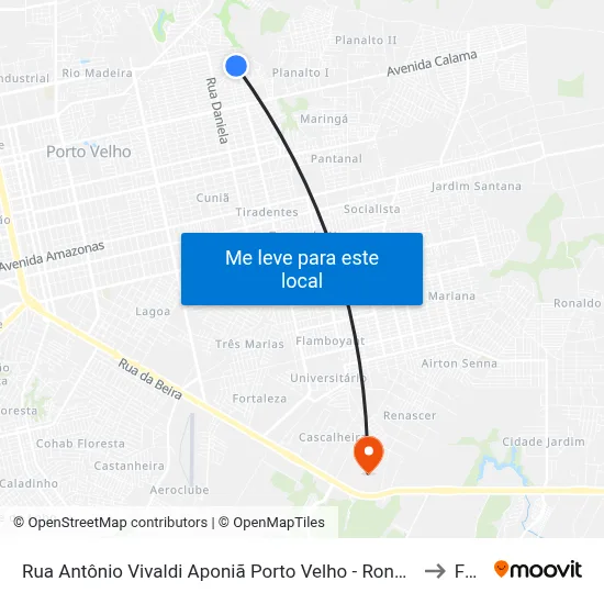 Rua Antônio Vivaldi Aponiã Porto Velho - Rondônia Brasil to Faro map