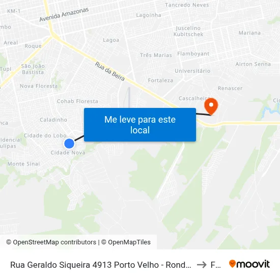 Rua Geraldo Siqueira 4913 Porto Velho - Rondônia Brasil to Faro map