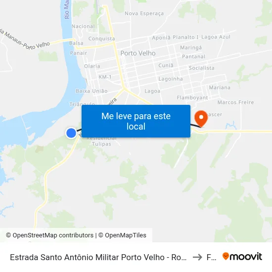 Estrada Santo Antônio Militar Porto Velho - Rondônia 76815 Brasil to Faro map