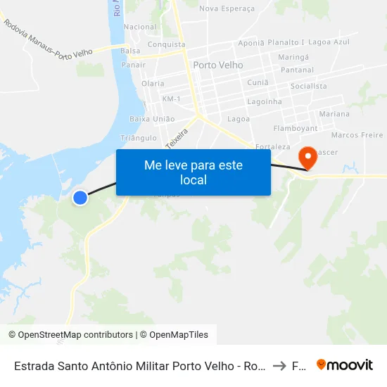 Estrada Santo Antônio Militar Porto Velho - Rondônia Brasil to Faro map