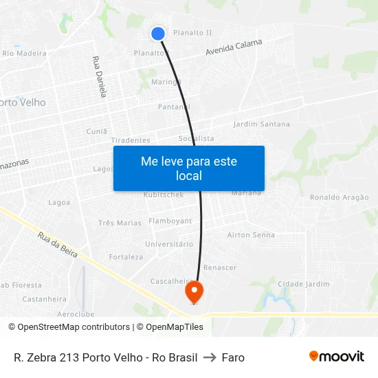 R. Zebra 213 Porto Velho - Ro Brasil to Faro map