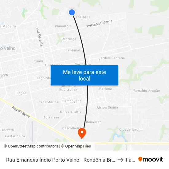Rua Ernandes Índio Porto Velho - Rondônia Brasil to Faro map