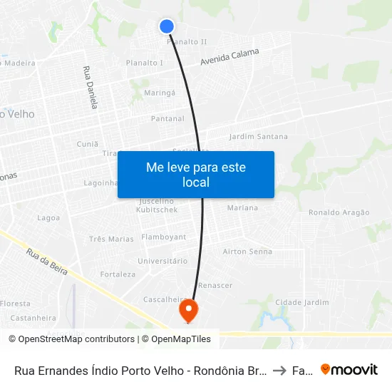 Rua Ernandes Índio Porto Velho - Rondônia Brasil to Faro map