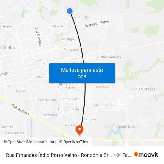 Rua Ernandes Índio Porto Velho - Rondônia Brasil to Faro map