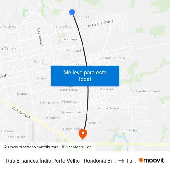 Rua Ernandes Índio Porto Velho - Rondônia Brasil to Faro map