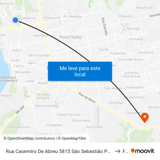 Rua Casemiro De Abreu 5815 São Sebastião Porto Velho - Rondônia 76802 Brasil to Faro map