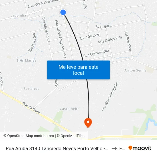 Rua Aruba 8140 Tancredo Neves Porto Velho - Ro 78910-521 Brasil to Faro map