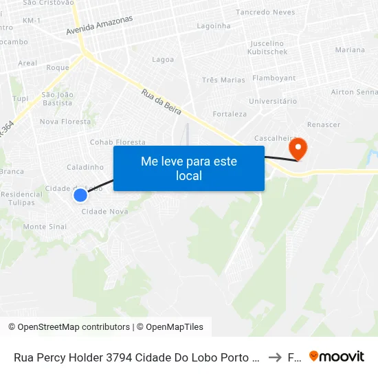 Rua Percy Holder 3794 Cidade Do Lobo Porto Velho - Rondônia Brasil to Faro map