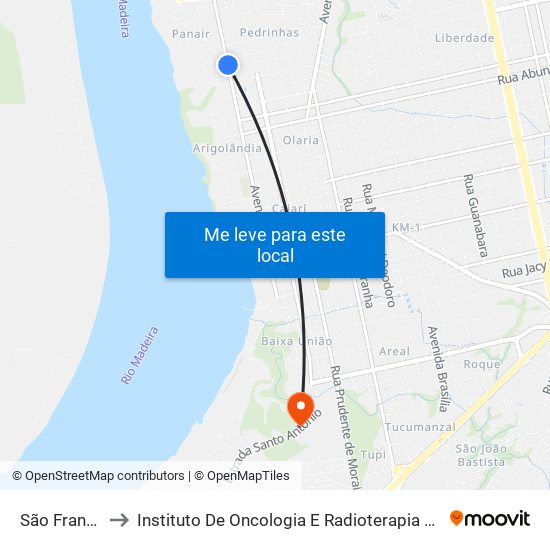 São Francisco to Instituto De Oncologia E Radioterapia São Pellegrino map