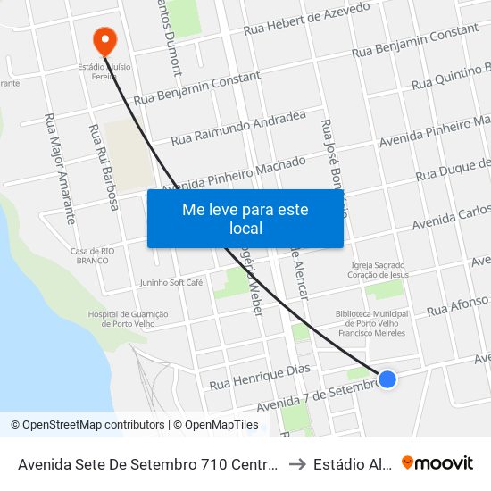 Avenida Sete De Setembro 710 Centro Porto Velho - Ro 78916-000 Brasil to Estádio Aluísio Fereira map