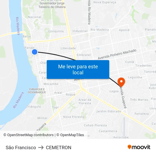 São Francisco to CEMETRON map