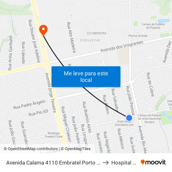 Avenida Calama 4110 Embratel Porto Velho - Ro 78905-230 Brasil to Hospital de Cancêr map