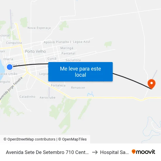 Avenida Sete De Setembro 710 Centro Porto Velho - Ro 78916-000 Brasil to Hospital Santa Marcelina map