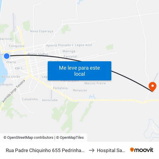 Rua Padre Chiquinho 655 Pedrinhas Porto Velho - Rondônia Brasil to Hospital Santa Marcelina map