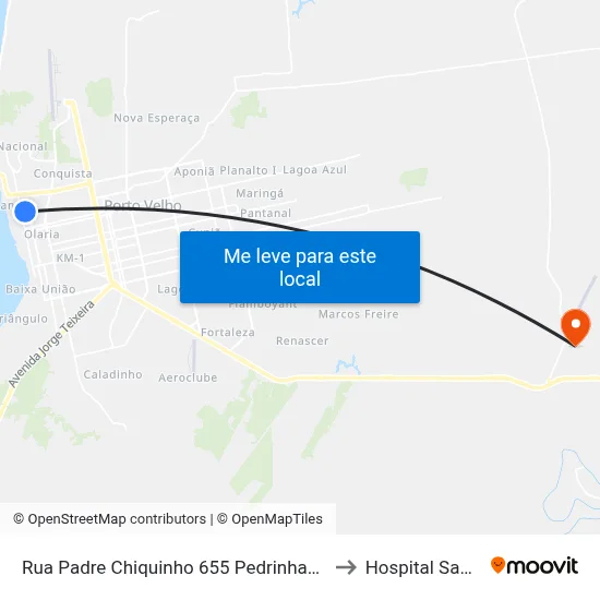 Rua Padre Chiquinho 655 Pedrinhas Porto Velho - Rondônia Brasil to Hospital Santa Marcelina map