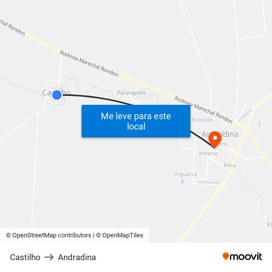 Castilho to Andradina map