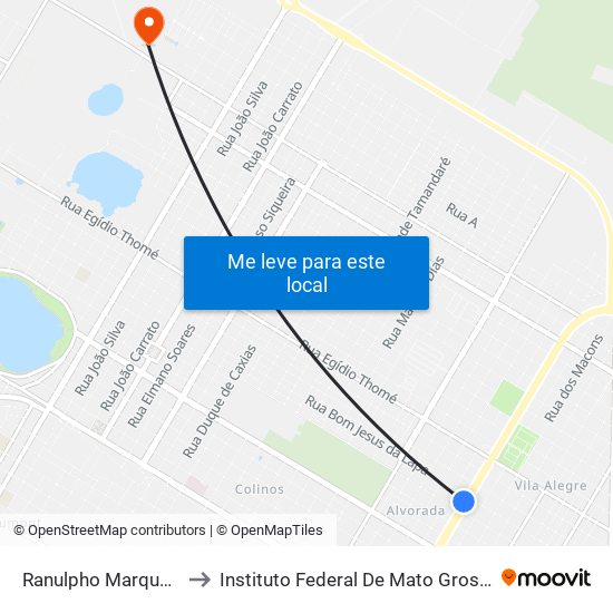 Ranulpho Marques Leal to Instituto Federal De Mato Grosso Do Sul map