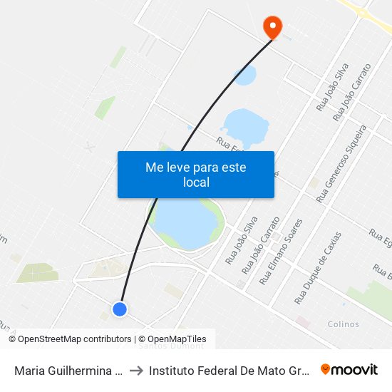 Maria Guilhermina Esteves to Instituto Federal De Mato Grosso Do Sul map