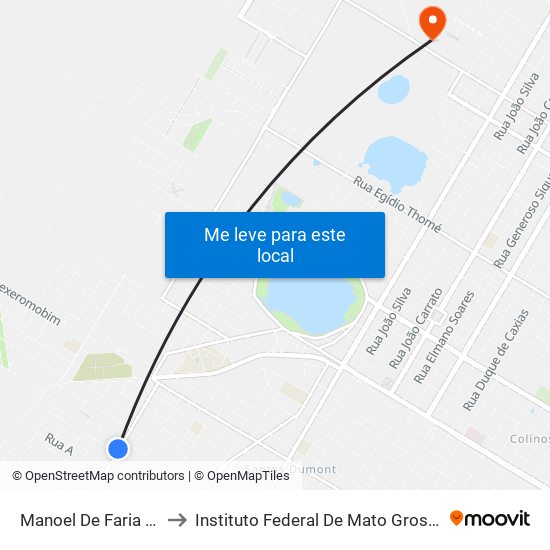 Manoel De Faria Duque to Instituto Federal De Mato Grosso Do Sul map