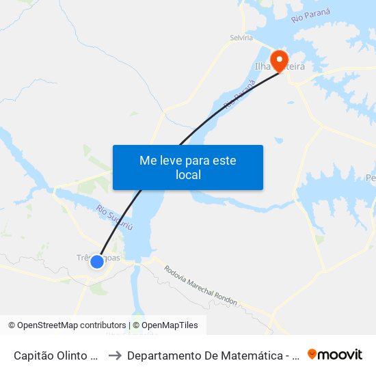 Capitão Olinto Mancini to Departamento De Matemática - Feis - Unesp map