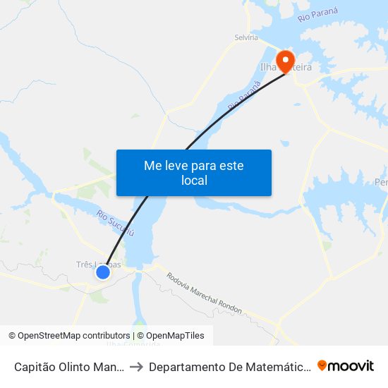 Capitão Olinto Mancini - Ufms to Departamento De Matemática - Feis - Unesp map