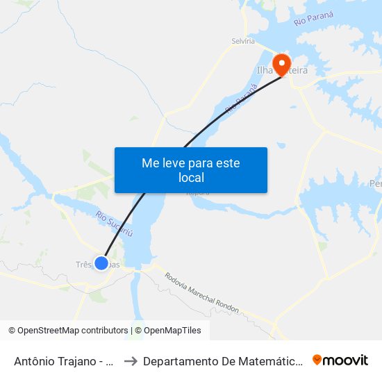 Antônio Trajano - Rodoviária to Departamento De Matemática - Feis - Unesp map