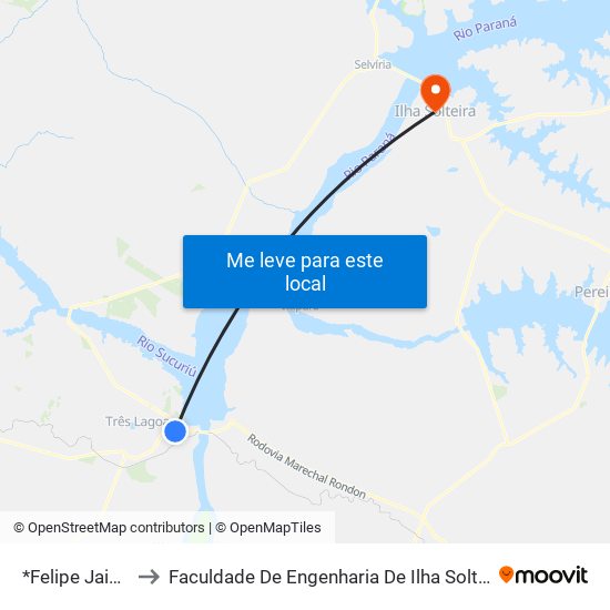 *Felipe Jaime to Faculdade De Engenharia De Ilha Solteira map