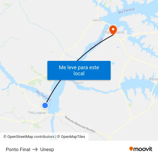 Ponto Final to Unesp map