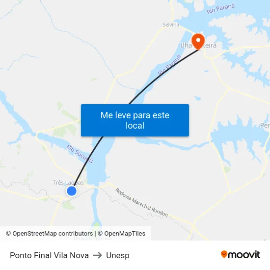 Ponto Final Vila Nova to Unesp map