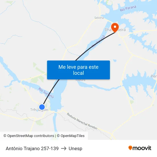Antônio Trajano 257-139 to Unesp map