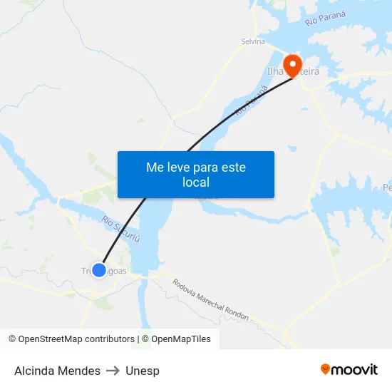 Alcinda Mendes to Unesp map