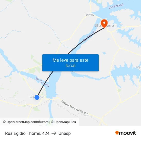 Rua Egídio Thomé, 424 to Unesp map