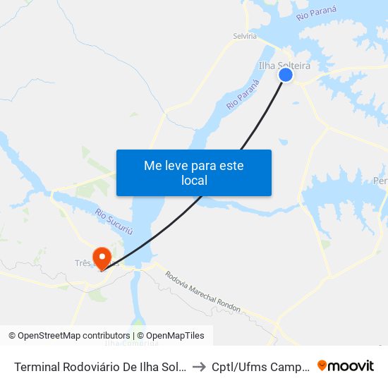 Terminal Rodoviário De Ilha Solteira to Cptl/Ufms Campus I map